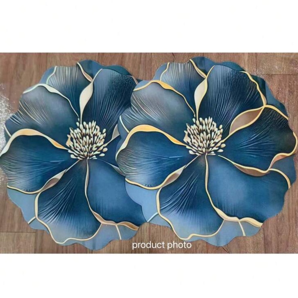 Slate Blue Metallic Floral Decorative Rug NEW 🏷️ - Picture 3 of 4